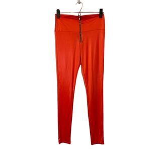 YoYo 5 Coral Semi-Shine Zipper Front Skinny Ankle Leggings Women’s Medium